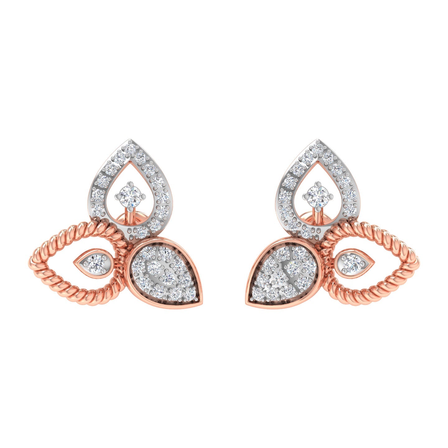Alexandra Leaf Diamond Stud Earrings