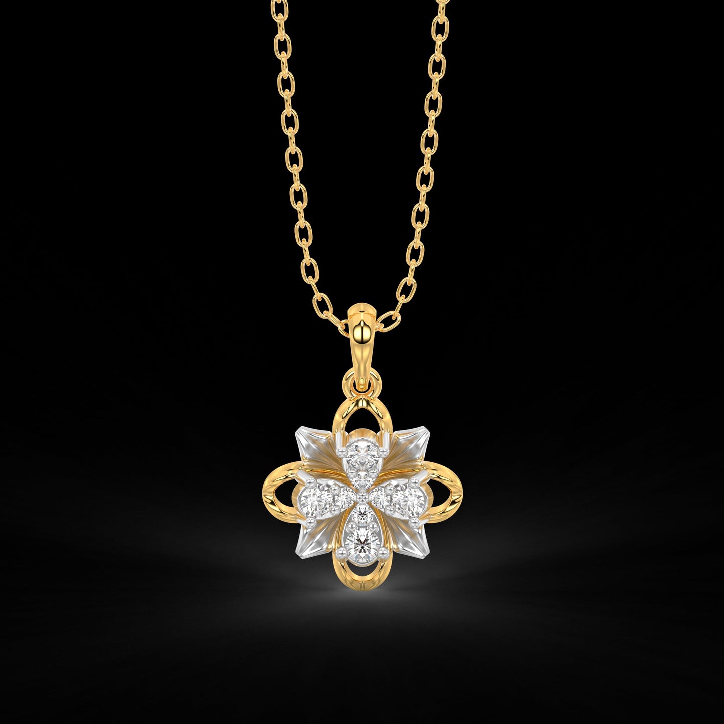 Diamond Pendant Set for her in Yellow & White Gold DPS22006