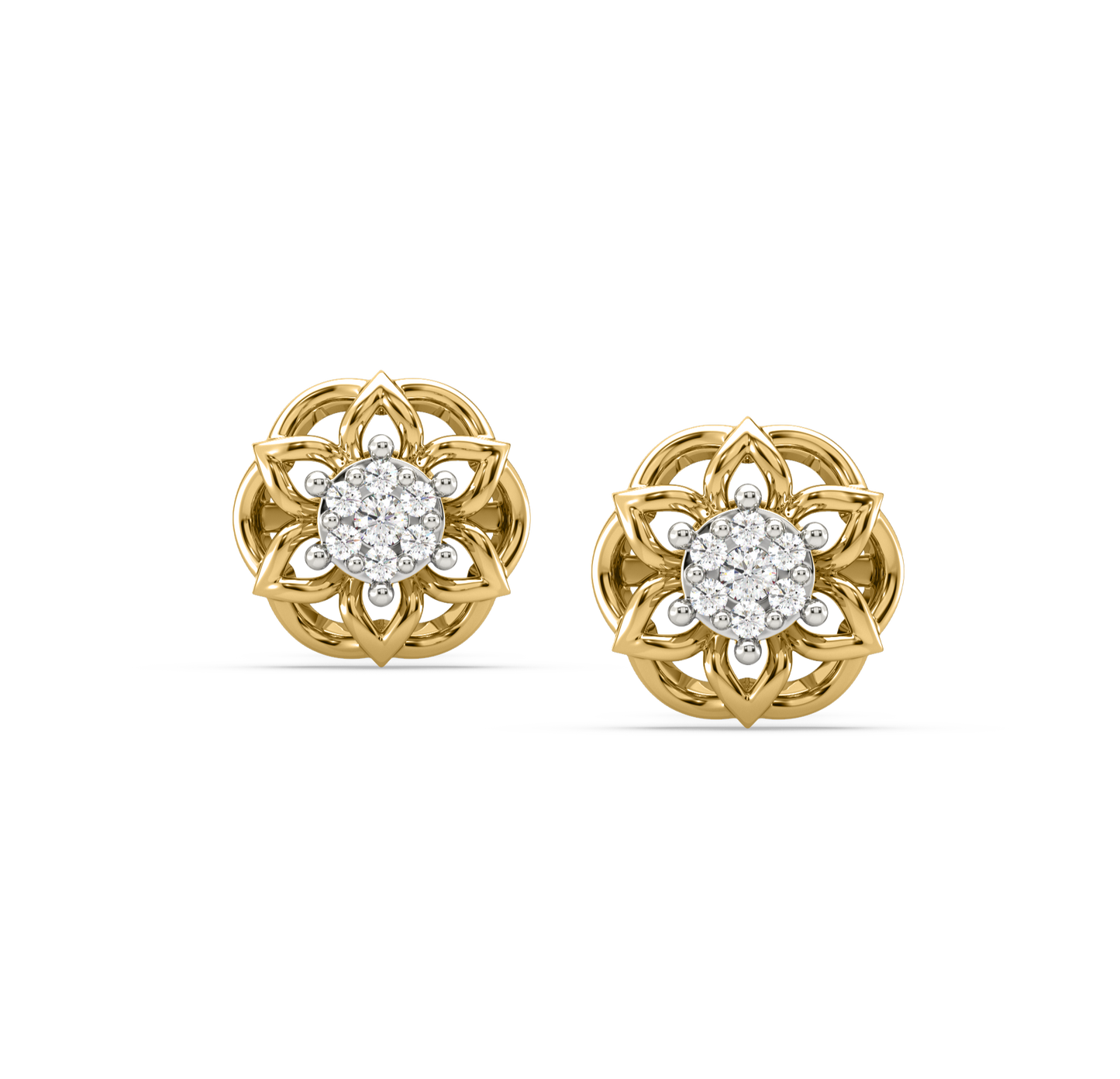 Brittany Floral Round Diamond Earrings