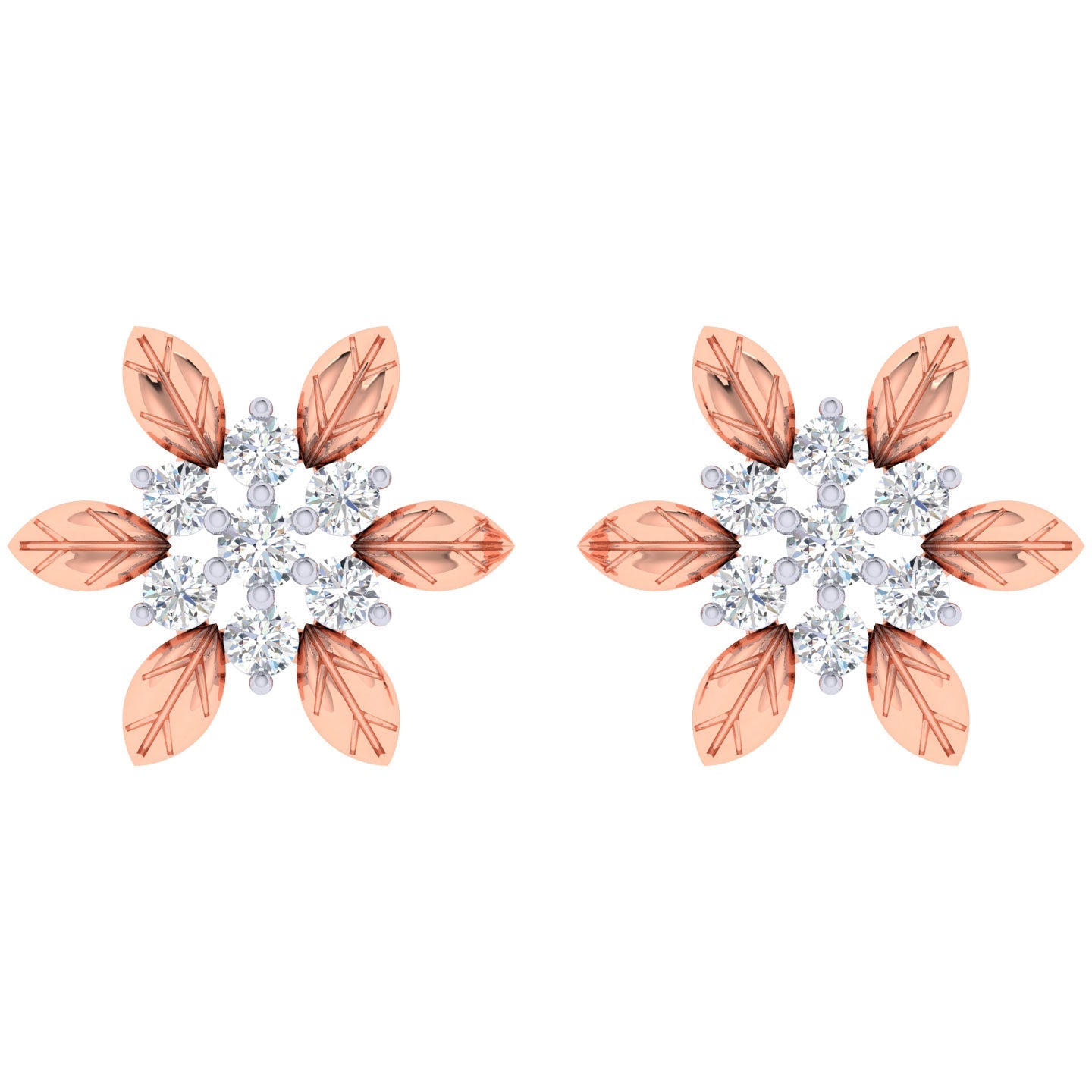 Callie Flower Diamod Stud Earrings