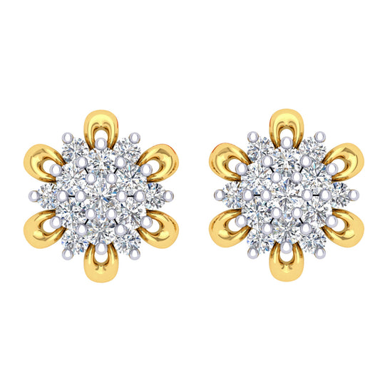 Benca Floral Diamond Stud Earrings