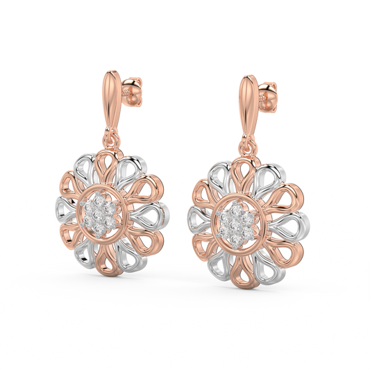 Diamond Earring for her in Rose & White Gold DER23367