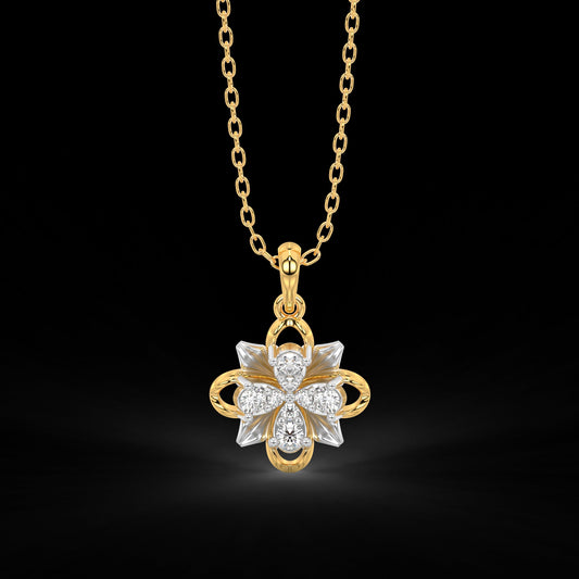 Diamond Pendant Set for her in Yellow & White Gold DPS22006