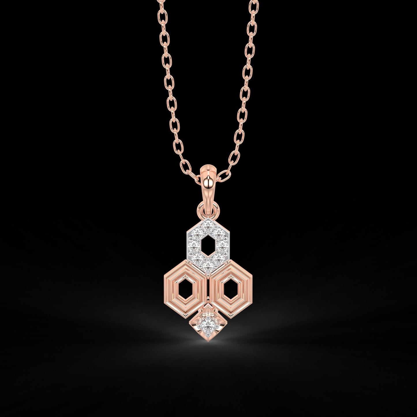 Diamond Pendant Set for her in Rose Gold DPS22008