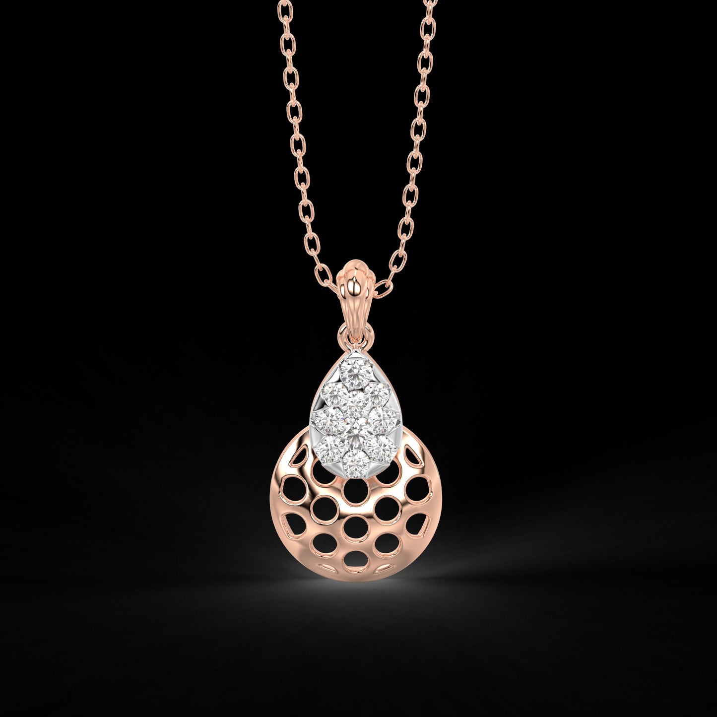 Diamond Pendant Set for her in Rose & White Gold DPS22013