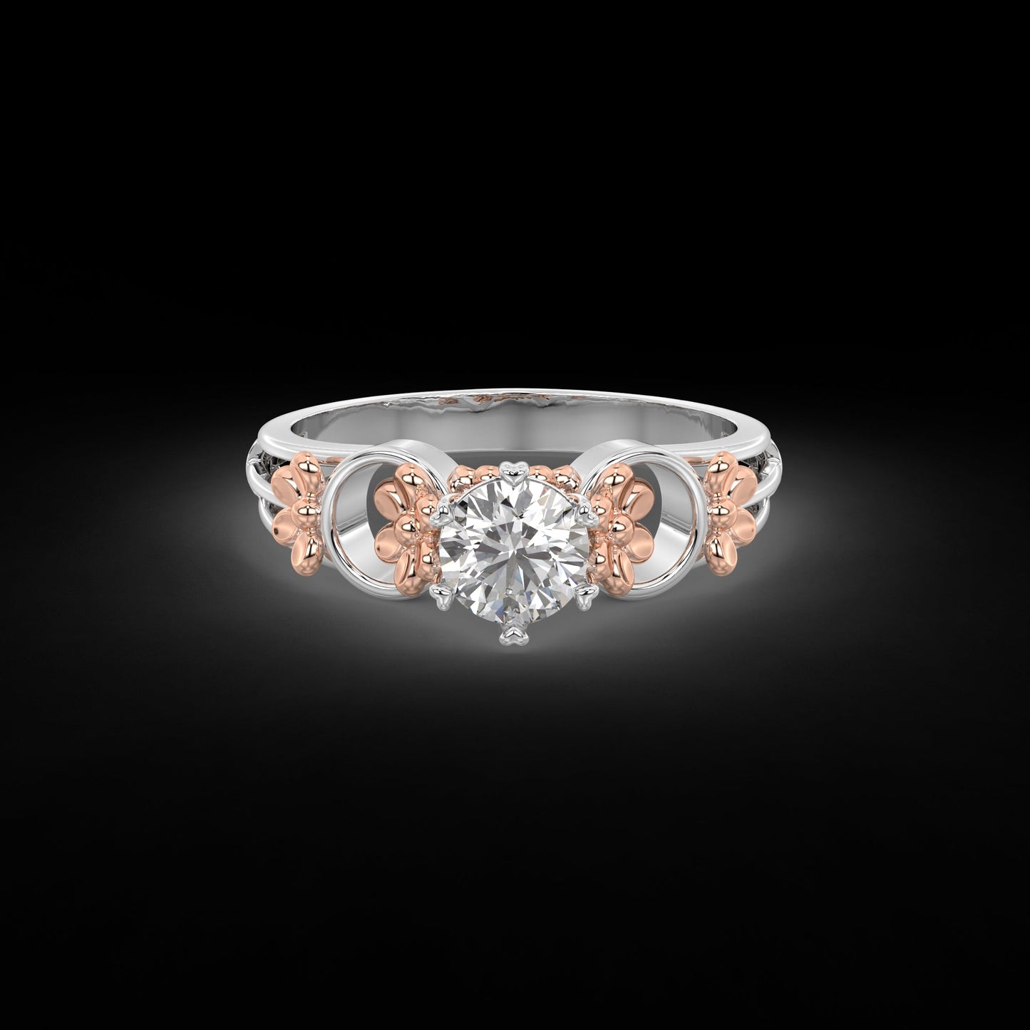 Diamond Ring for her in White & Rose (Petal) DRG22591