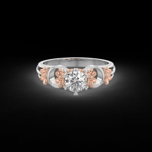 Diamond Ring for her in White & Rose (Petal) DRG22591