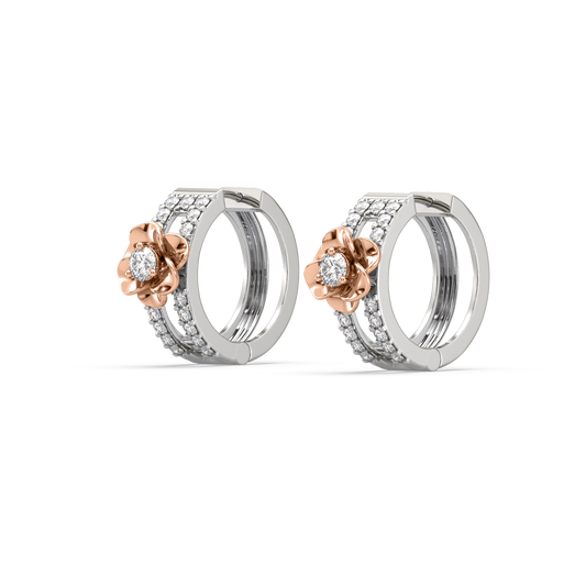 Elanna Flower Diamond Huggie Earrings