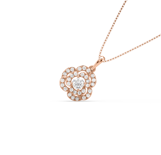 Caroline Double Halo Diamond Pendant