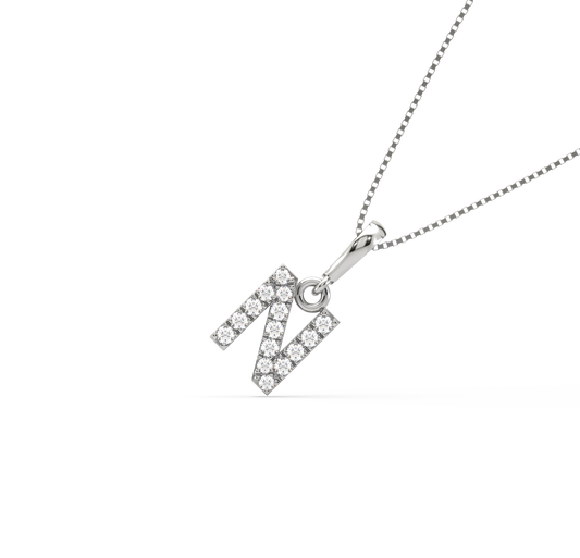 N Diamond Alphabet Pendant