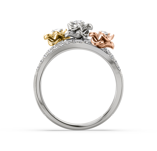 Ivy 3-Line Flower Diamond Ring