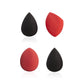 PAC Cosmetics Mini Sponge Set (Water Drop, Egg, Olive Cut) (Red, Black) (4 Pc)