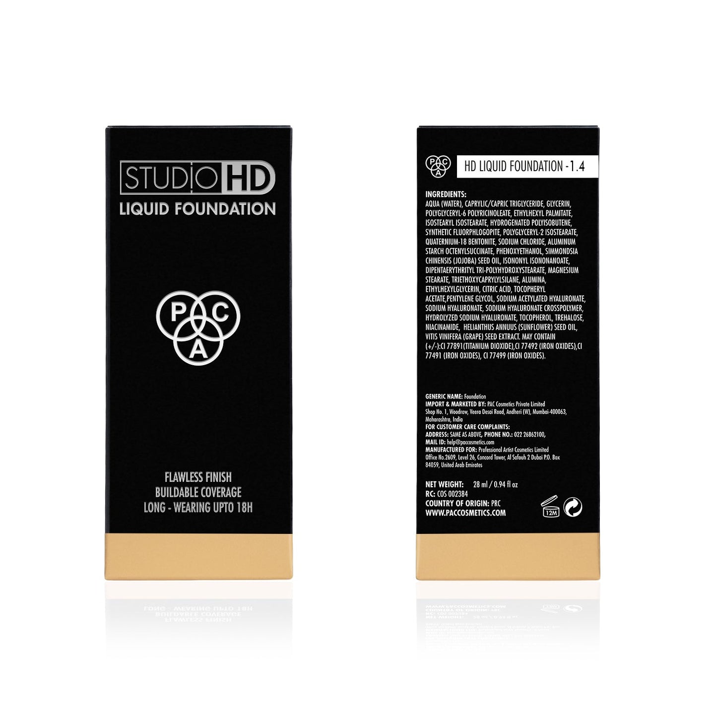 PAC Cosmetics Studio HD Liquid Foundation (28 ml) #Color_1.4