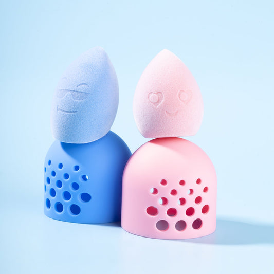 PAC Cosmetics Mr. & Mrs. Bounce (Water Drop Cut, Olive Cut) (Blue, Pink) (2 Pcs)