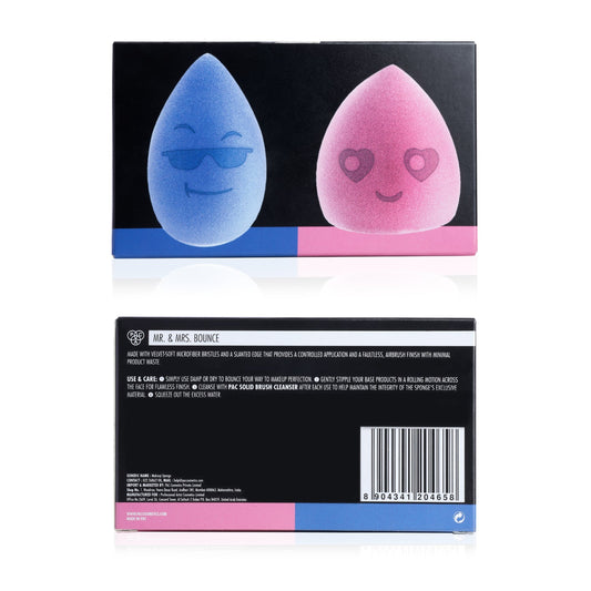 PAC Cosmetics Mr. & Mrs. Bounce (Water Drop Cut, Olive Cut) (Blue, Pink) (2 Pcs)